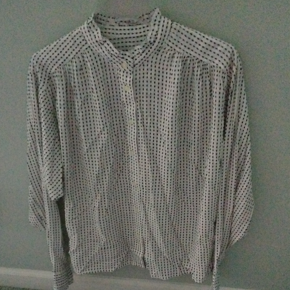 LOFT Black and White Gingham Blouse